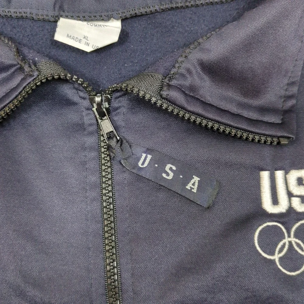 United States Olympic Committee Track Jacket Mens Extra Large Black USA Full Zip